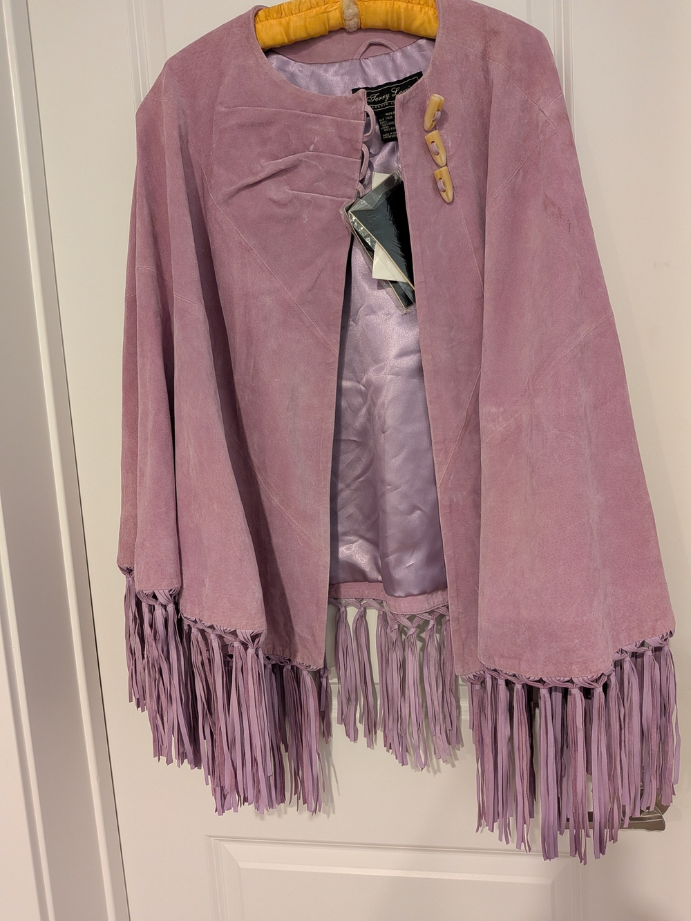 NWT designer Suede & Fringe Jacket poncho Shawl